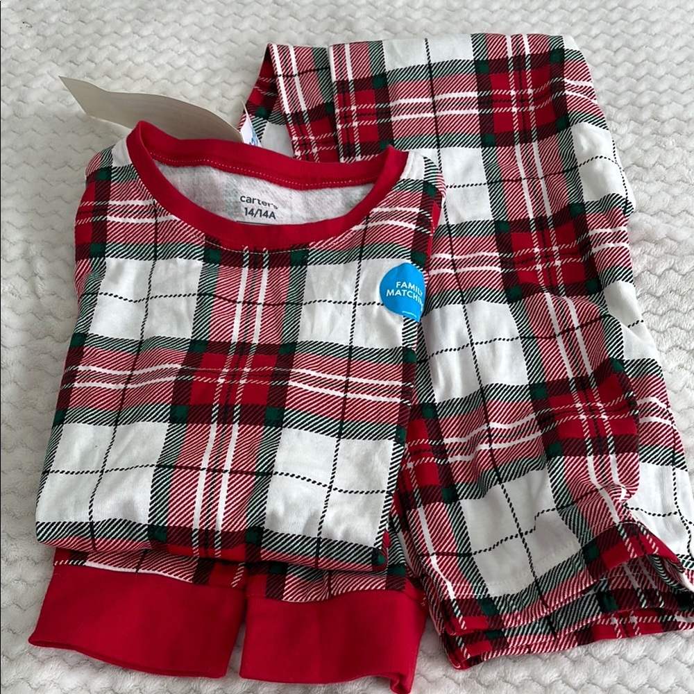 Carter's Red and White Plaid Kids Pajamas